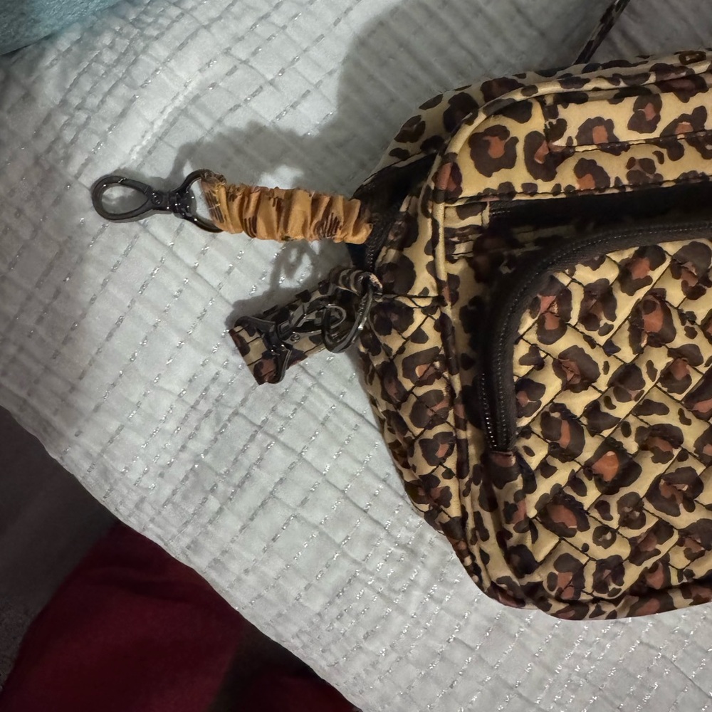 Lug Leopard Print Quilted Crossbody Bag - Brown - Picture 4 of 8